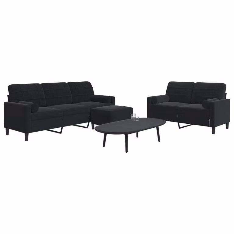 Maison Exclusive - Set divano 3 pezzi con cuscini e cuscini cervicali in velluto nero