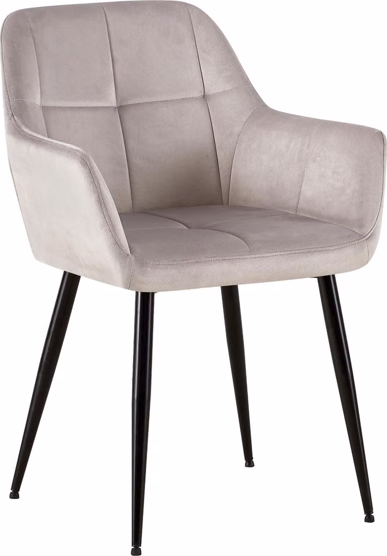 Poltrona per visitatori Emia, con cuciture decorative, color grigio chiaro. Materiale: velluto