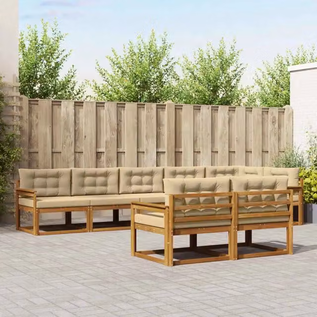 Set di divani da esterno 8 pz Naturale e Beige 3367746
