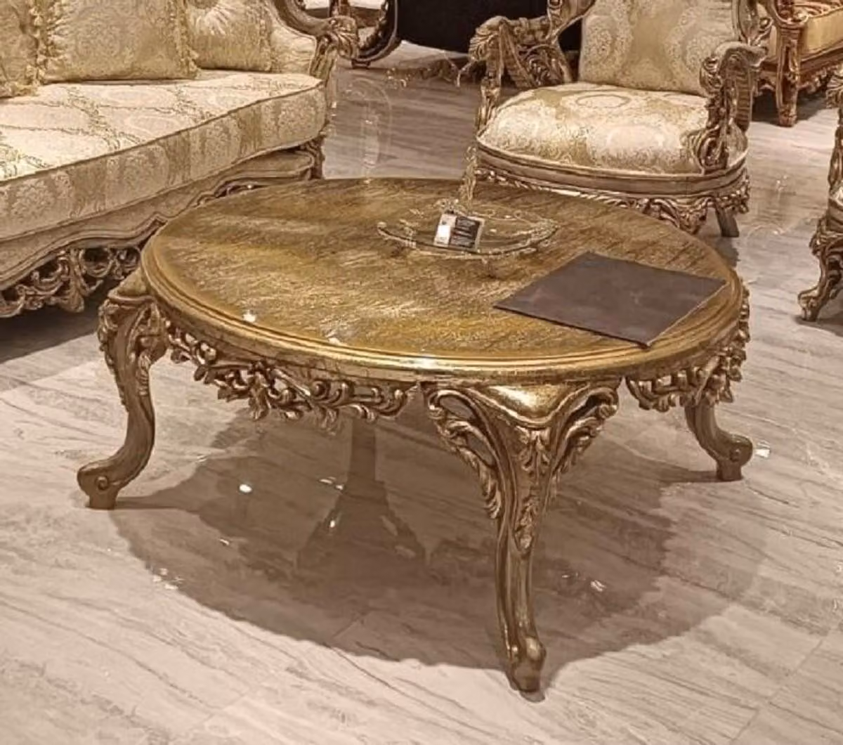 Casa Padrino tavolino barocco oro - Tavolo da salotto rotondo in legno massiccio in stile barocco - Mobili barocchi - Mobili in stile barocco - Arredamento barocco - Nobile e sontuoso