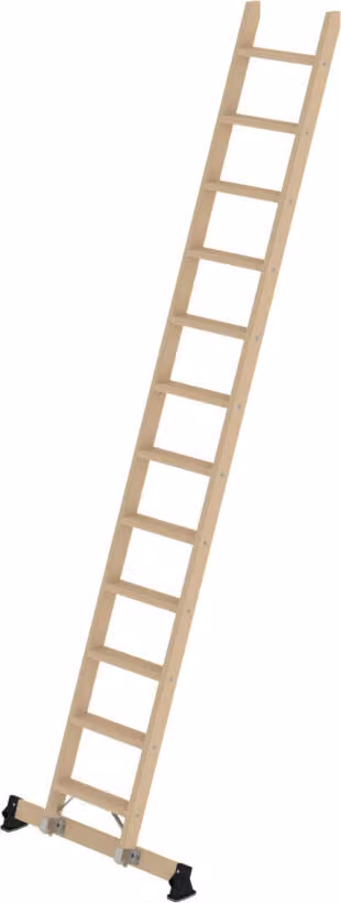 Scala a pioli in legno MUNK con traversa di livellamento, 12 gradini