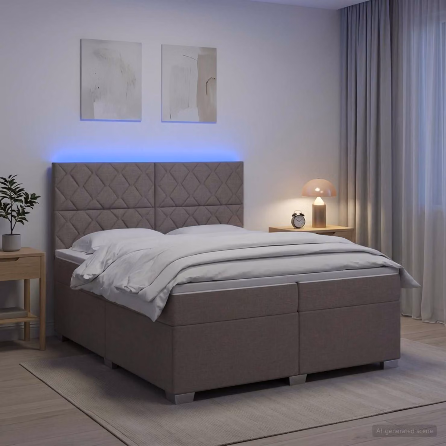 Letto box spring vidaXL con materasso a molle insacchettate in tessuto, L/P/H: 200 x 200 x 76,5 cm