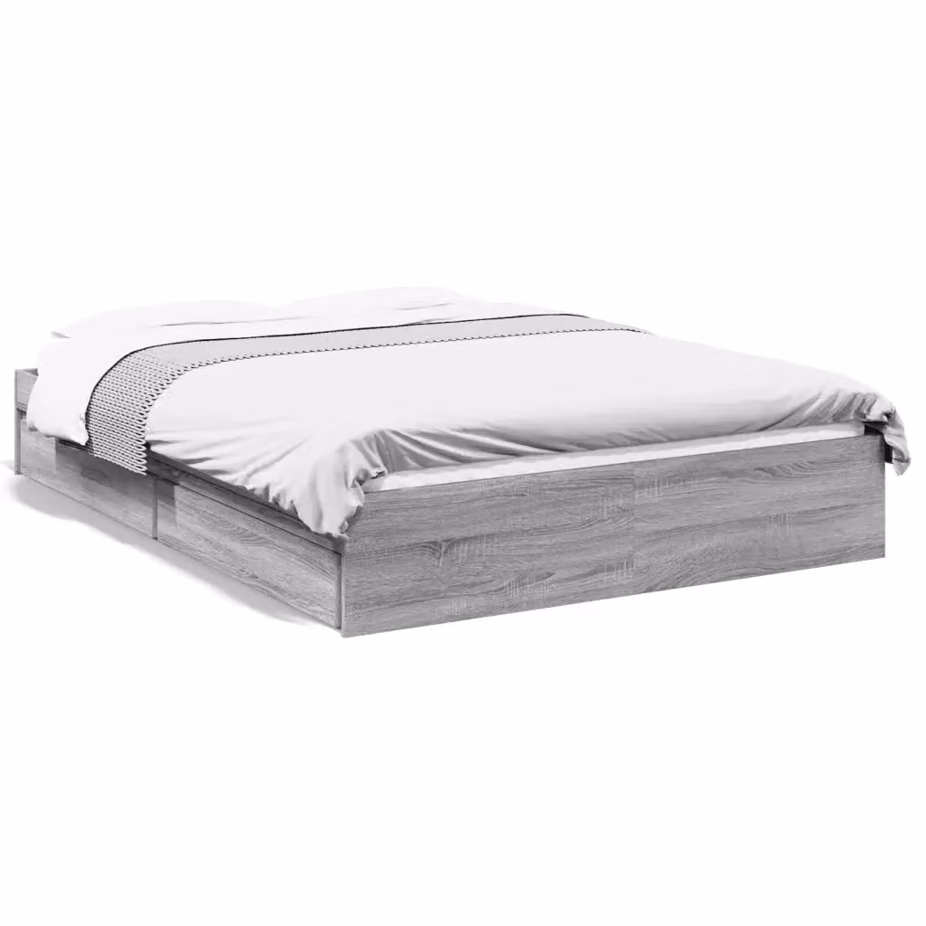 vidaXL Giroletto con Cassetti in Legno Multistrato Grigio Sonoma 140x200 cm – 2