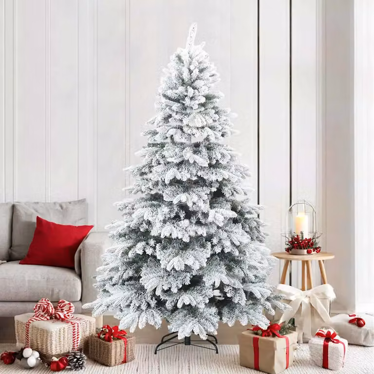 Albero di Natale artificiale snodato vidaXL bianco con effetto neve