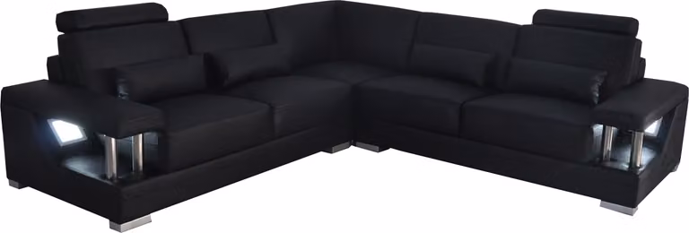 Ledersofa Couch Wohnlandschaft Eck Garnitur Design Modern Sofa L-Form LED USB