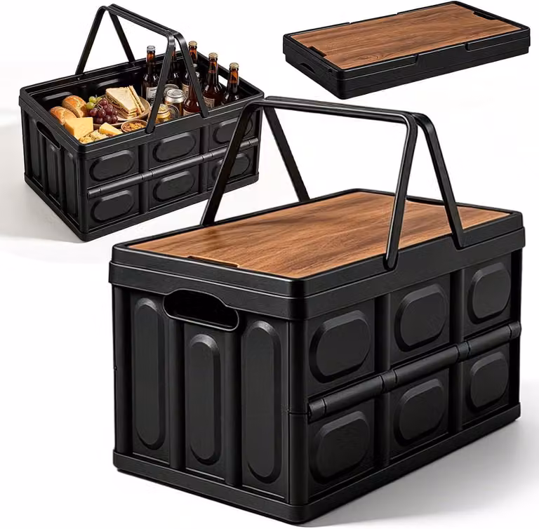 Contenitore pieghevole da 30 litri, colore neutro, dimensioni 43 x 30 x 24 cm, ideale per il campeggio