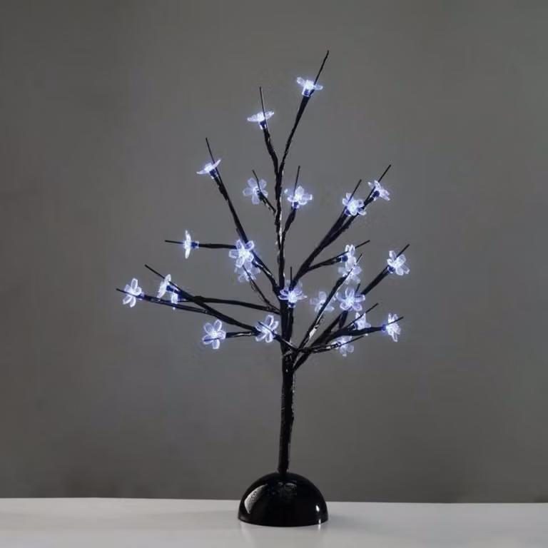 Albero da tavolo ACA Lighting, 25 LED, batteria 3xAA, bianco freddo, IP20 10x10x45cm X1025211