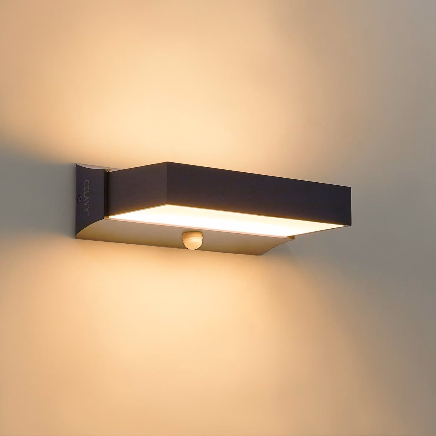 Lampada da esterno a LED, 11W, con sensore di movimento, design a luce direzionale verso l'alto e verso il basso, grado di protezione IP65, colore antracite