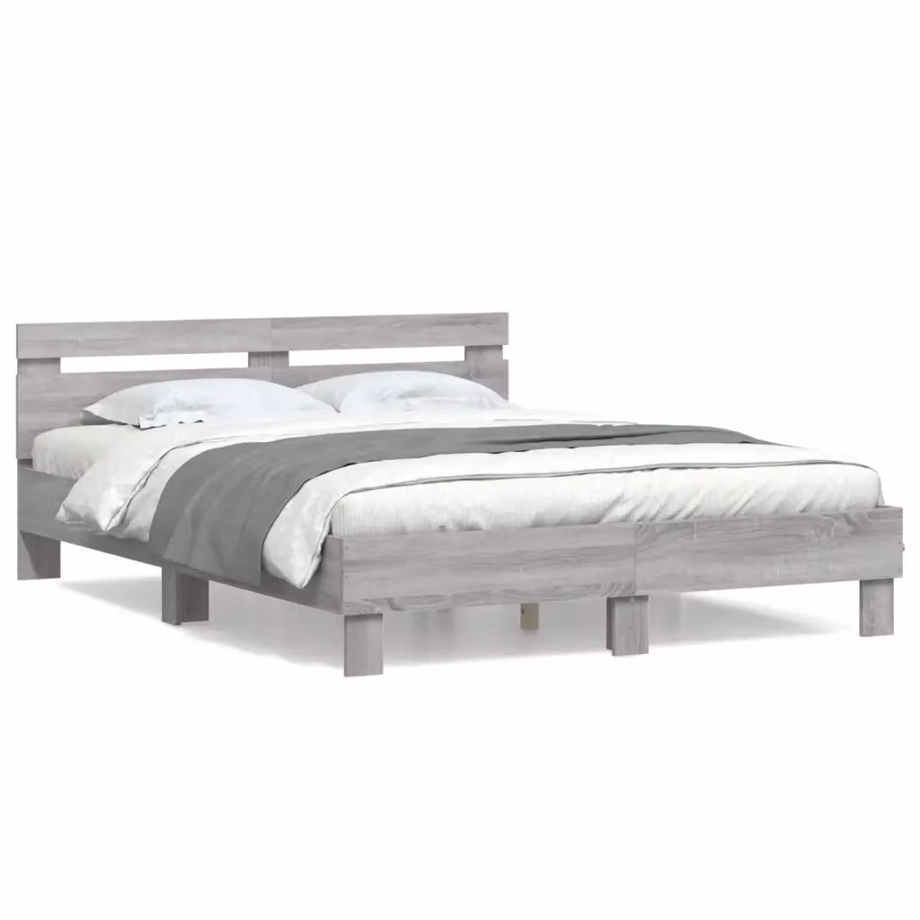 vidaXL Giroletto con Testiera in Legno Multistrato Grigio Sonoma 150 x 200 cm – 2
