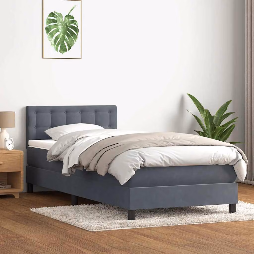 Maison Exclusive - Giroletto a Molle con Materasso Grigio Scuro 80x220 cm Velluto