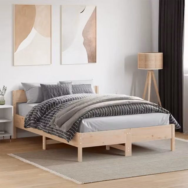 Letto senza materasso in legno massello di pino vidaXL stile rustico marrone L/P/H: 140.5 x 195.5 x 71.5 cm