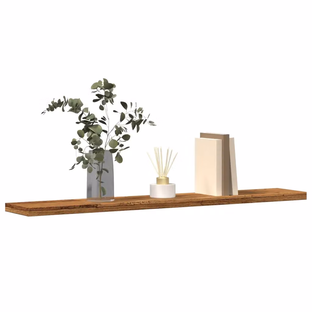 Set di 4 mensole a parete vidaXL in legno color marrone antico, stile rustico, L 60 x P 20 x H 1,5 cm