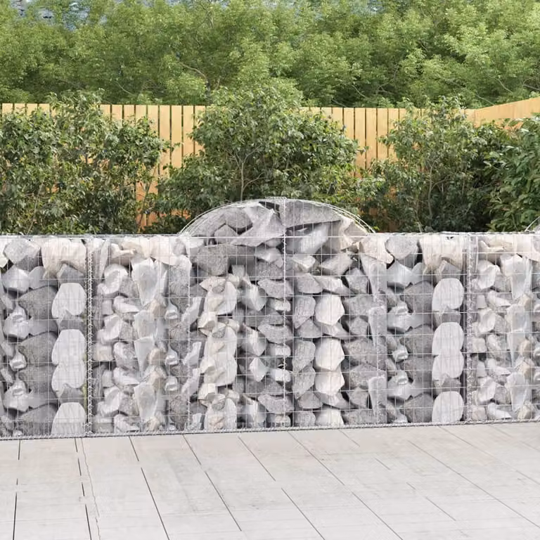 Set di 14 cesti gabbioni ad arco vidaXL in acciaio zincato grigio L: 200 cm, P: 50 cm, H: 100-120 cm