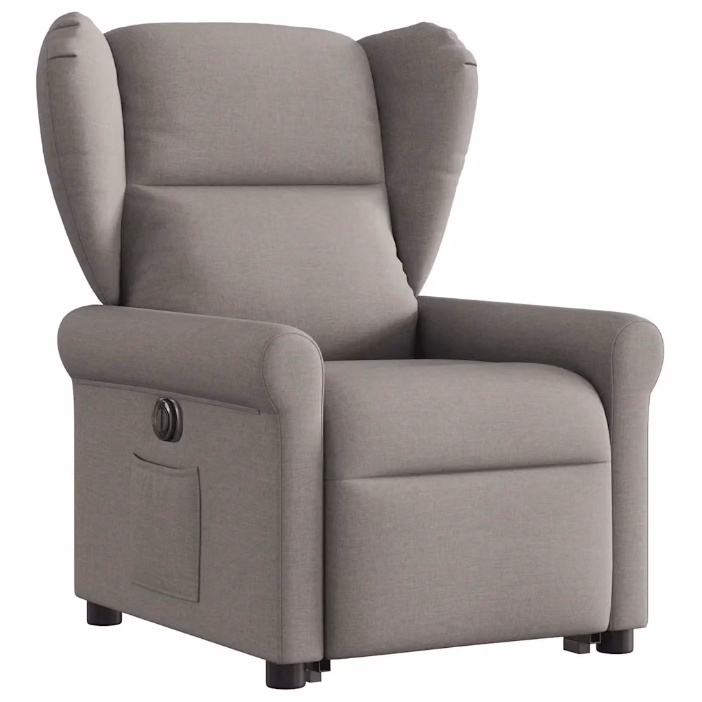 Poltrona Alzapersona Reclinabile Elettrica vidaXL in Tessuto Beige e Grigio con Supporto per Anziani – 2