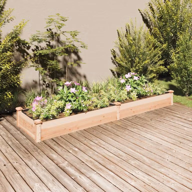Fioriera Rialzata da Giardino vidaXL in Legno di Abete Massello, Marrone, L: 240 cm, P: 60 cm, H: 25 cm