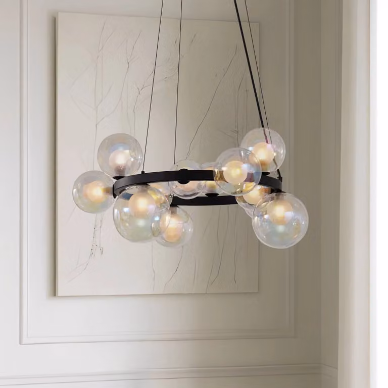 Lampada a sospensione in vetro Marvi Lucande, dimmerabile, Nero, Soggiorno / Sala da pranzo, Vetro, Moderno, Lampada a sospensione