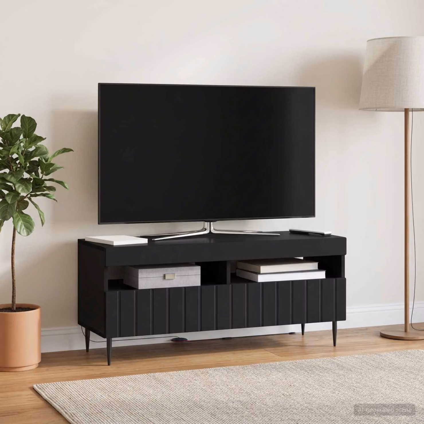 Mobile TV LED vidaXL ZWOLLE moderno in MDF nero, L 100 cm x P 35 cm x H 43 cm