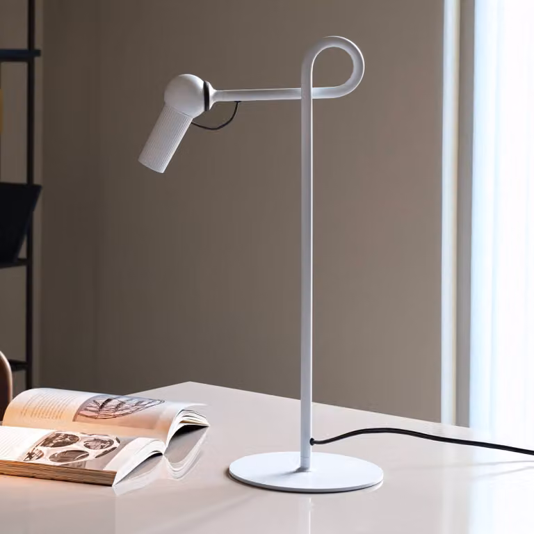 kdln Lampada da tavolo a LED Bird, dimmerabile, Bianco / Opale, Soggiorno / Sala da pranzo, Metallo, Lampada da tavolo LED
