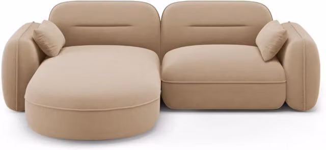 Divano angolare modulare Sydney Cosmopolitan Design a 3 posti in velluto color sabbia con orientamento sinistro L/P/H: 230 x 70 x 86 cm – 1