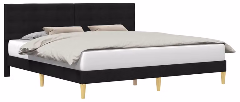 Struttura del letto con testiera Nero 200 x 200 cm Tessuto