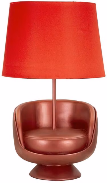 Lampada da Comodino Midcentury GIORDANOSHOP Rossa in Resina, Ferro e Tessuto, Ø26 x H43 cm