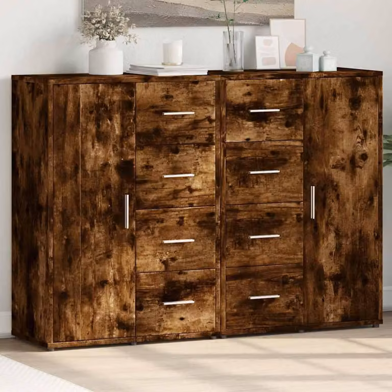 vidaXL Credenze 2 pz. Rovere fumé 60x31x84 cm Materiale a base di legno