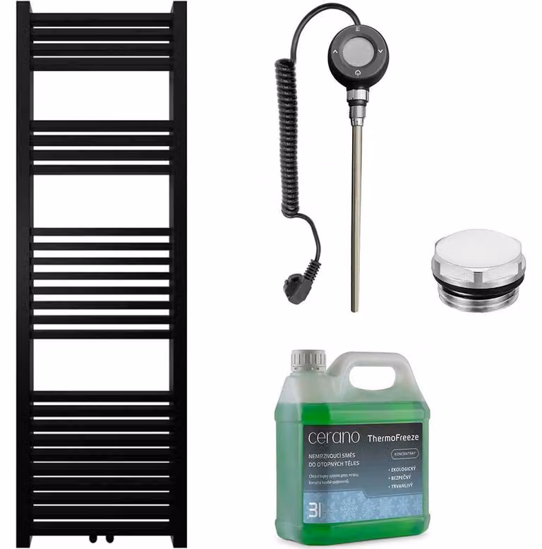 CERANO - Set di radiatori elettrici da bagno Franko - WIFI - 300 W - nero opaco - 1600 x 500 mm