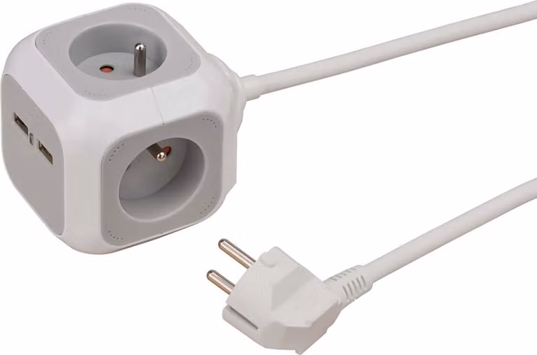 Brennenstuhl, ALEA-Cubo di prese di corrente con 4x prese di corrente e 2x USB 1,4m, bianco