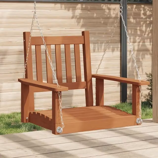 Dondolo da giardino vidaXL in legno di abete e metallo marrone con braccioli – 1