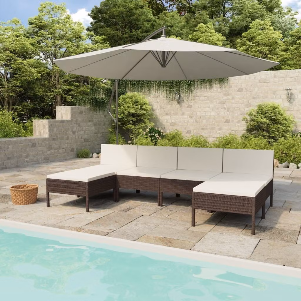 Maison Exclusive - Set da giardino 6 pezzi con cuscini in polyrattan marrone