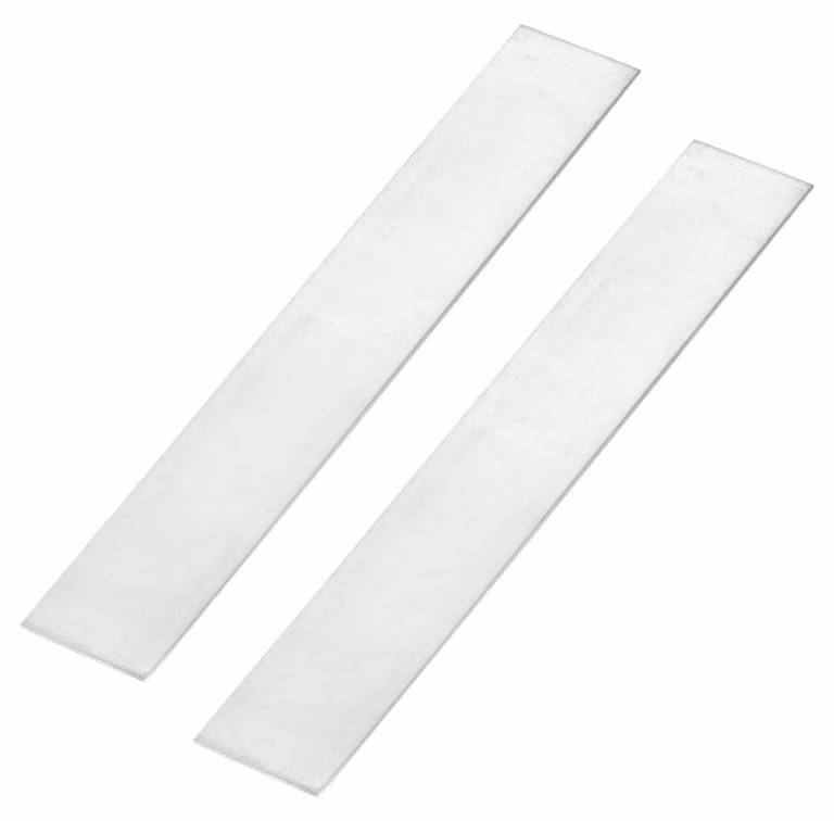 Due lamiere di zinco, purezza 99,99%, dimensioni 1x25x150 mm