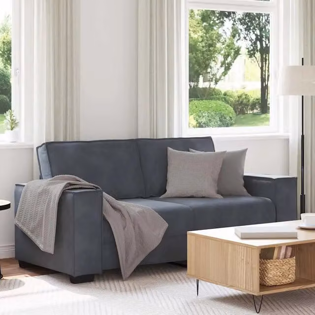 Divano a 2 posti vidaXL in velluto grigio con cuscini, L: 180 cm, P: 78 cm, H: 84 cm