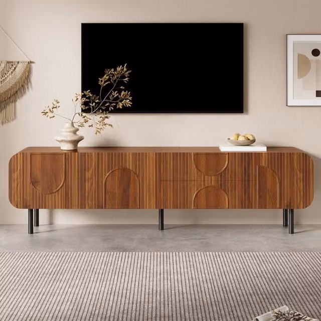 Desviae Mobile porta TV con 3 ante e 2 cassetti passacavi in MDF e pannello truciolare color noce 180 × 40 × 47,5 cm