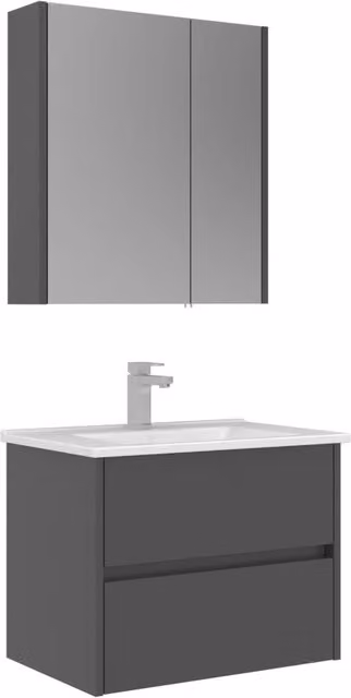 Set mobile lavabo con specchio (2 pezzi) "Arno 65" - 65 x 45 x 52 cm - Grigio