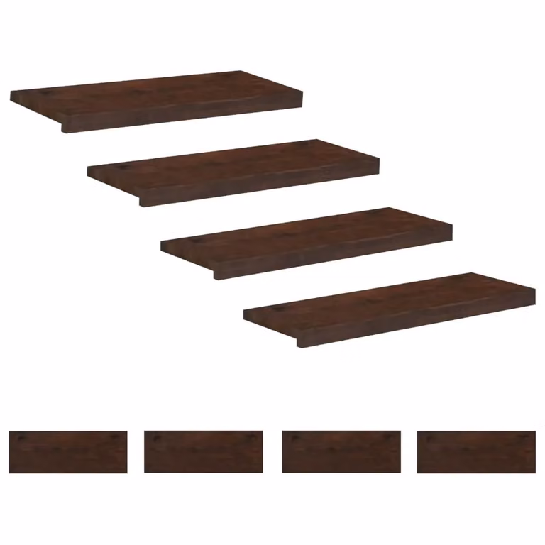 Set di 8 tappeti per scale vidaXL in legno di faggio, colore marrone, L 80 x P 25 x H 2 cm