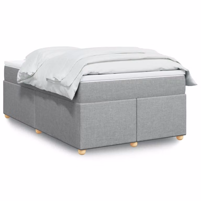 vidaXL Giroletto a Molle con Materasso in Tessuto Grigio e Bianco, L/P/H: 120 x 190 cm