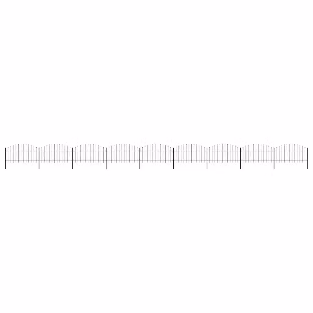 Recinzione da giardino con punta a lancia in acciaio vidaXL, Nero, L: 1580 cm, H: 125 cm
