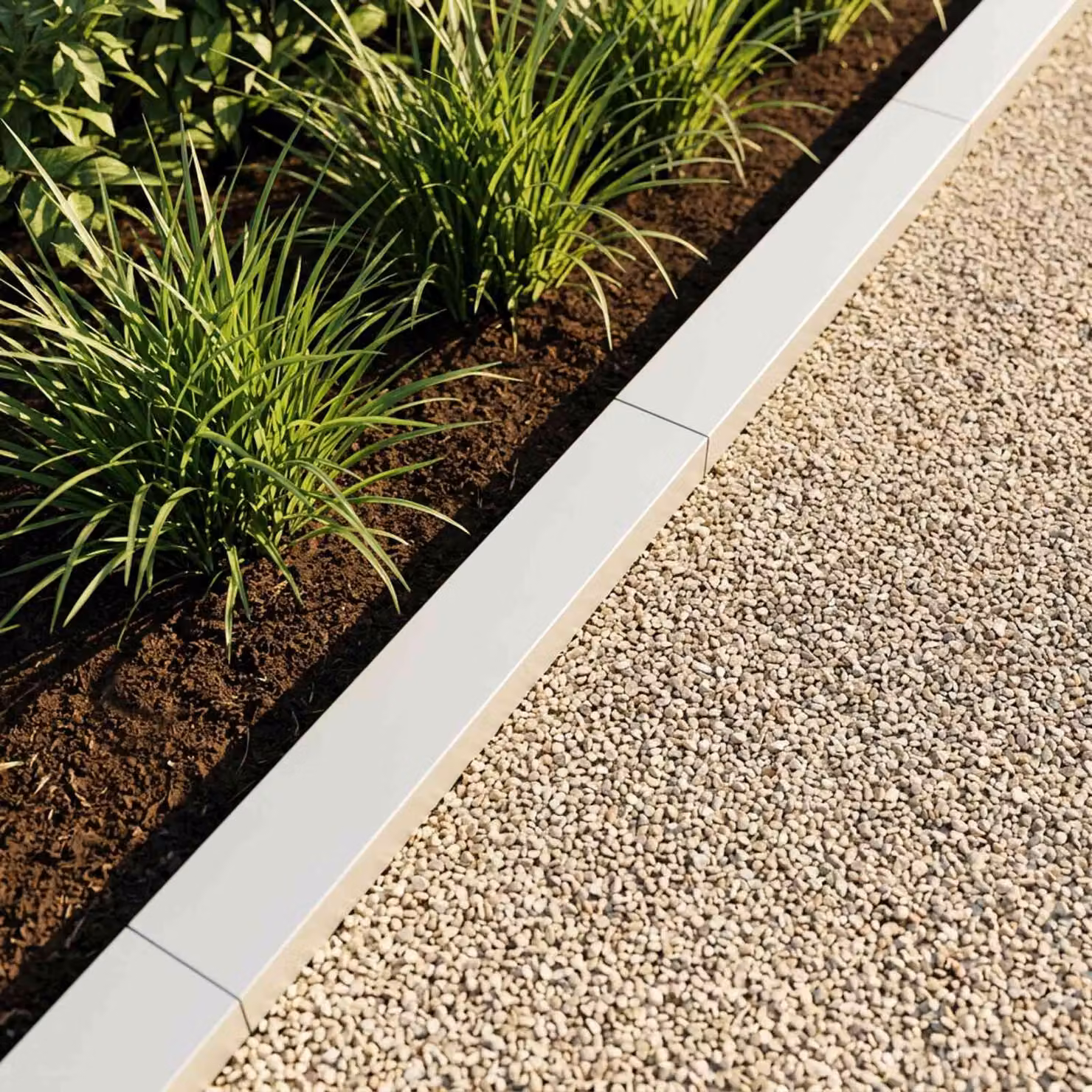 Set di 2 profili di copertura per giardino vidaXL in acciaio, grigio o bianco, L: 100 cm, P: 10 cm, H: 5 cm