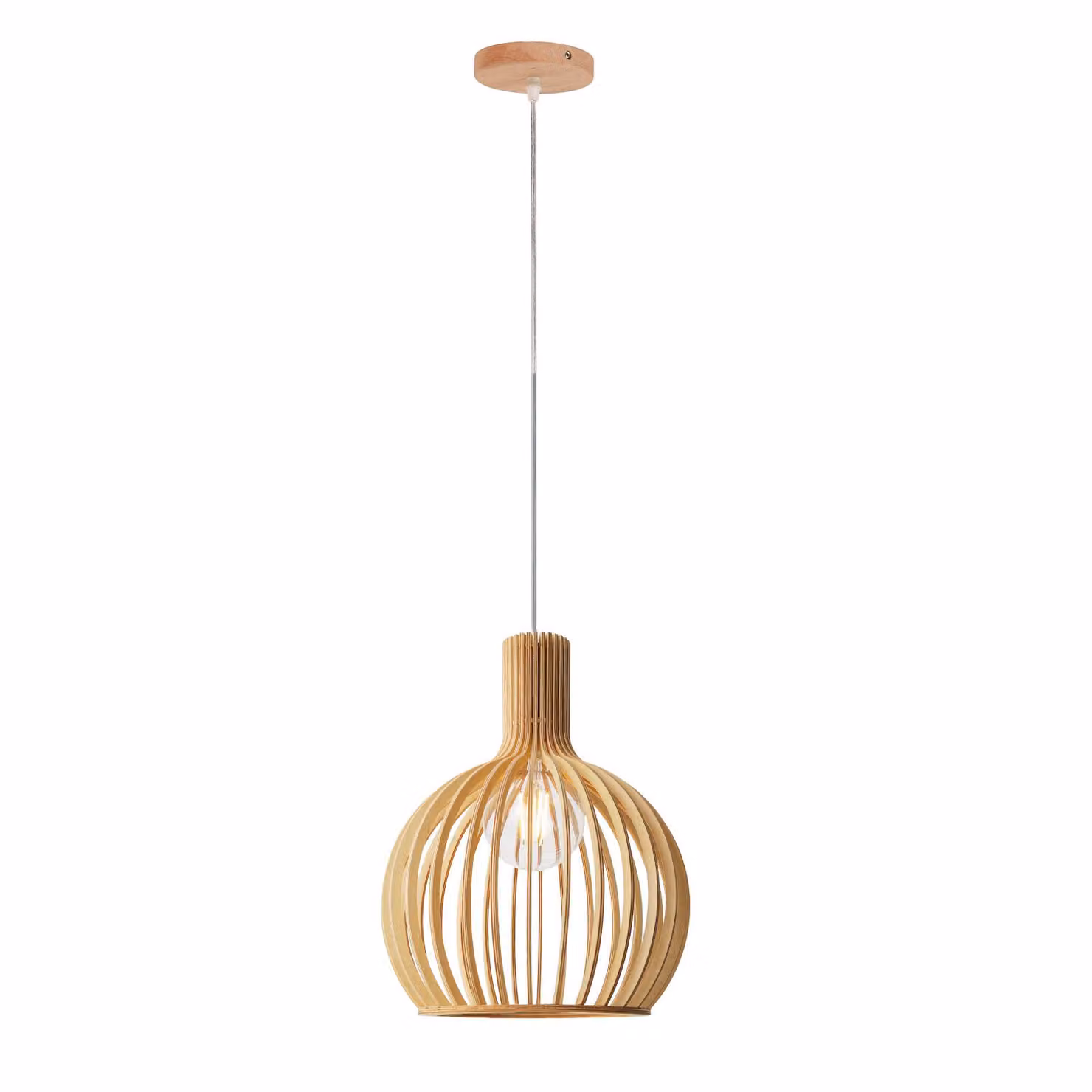 "MINKA" Ø28cm lampada a sospensione in legno - stile nordico fatto a mano E27, regolabile in altezza per cucina o soggiorno