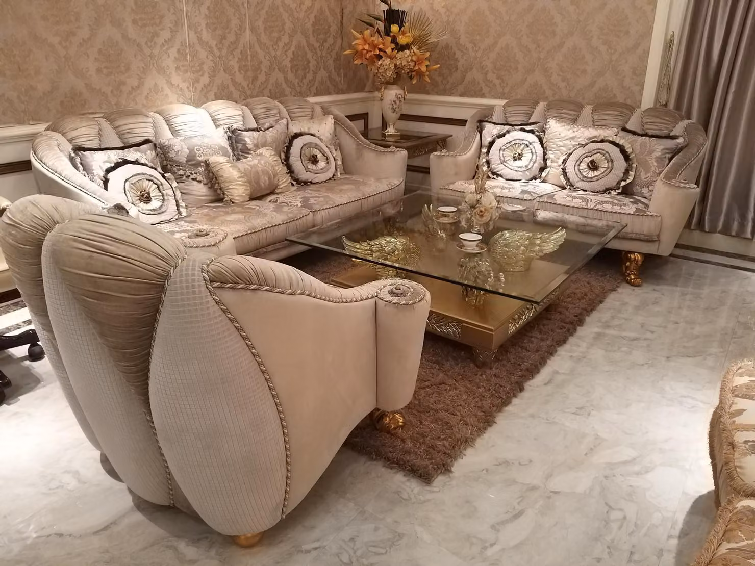 Klassische Sofagarnitur 3+2+1 Barock Rokoko Antik Stil Sofa Couch Couchen