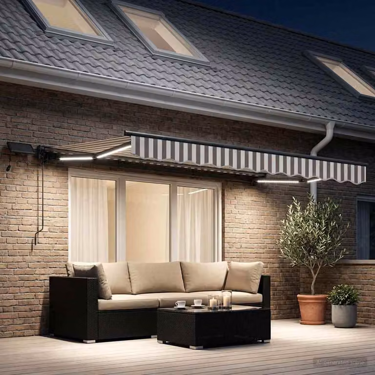 vidaXL Tendalino Manuale con LED in Alluminio e Poliestere, L: 350 cm x P: 250 cm