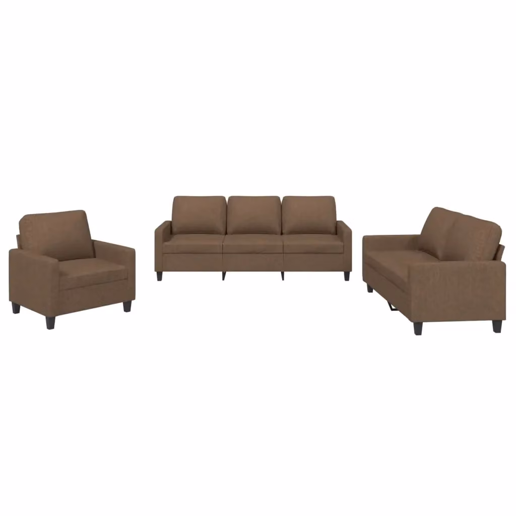 Set di divani moderno vidaXL composto da un divano a 3 posti e un divano a 2 posti in tessuto marrone con cuscini inclusi – 2