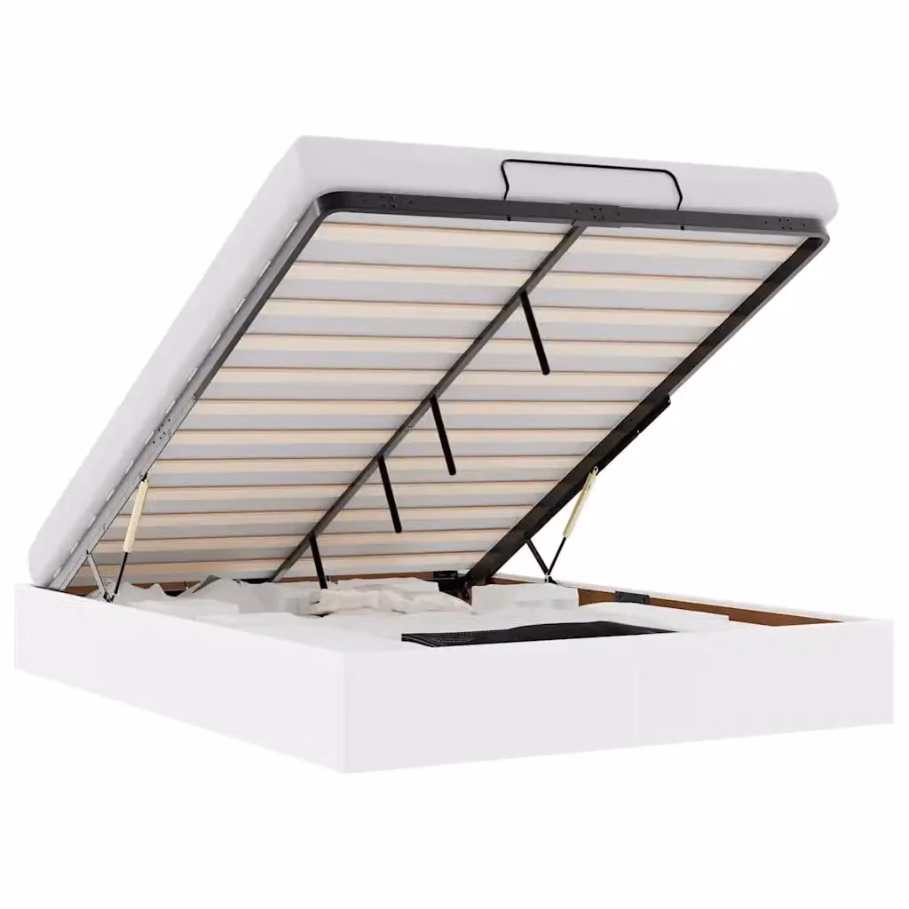 Struttura Letto con Contenitore a Sollevamento vidaXL in Similpelle Bianco L/P: 140 x 190 cm – 2