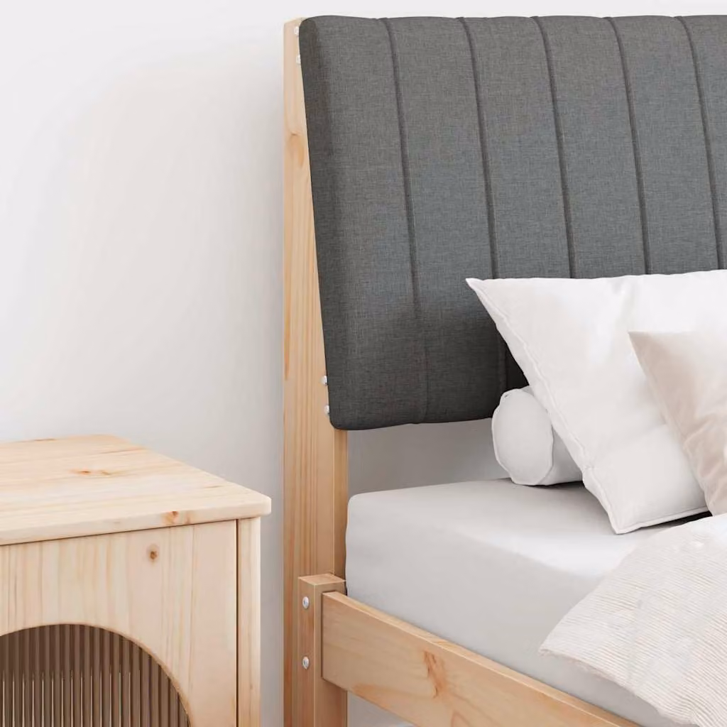 Testiera imbottita moderna vidaXL in pino massello e tessuto, Grigio, Larghezza: 80 cm