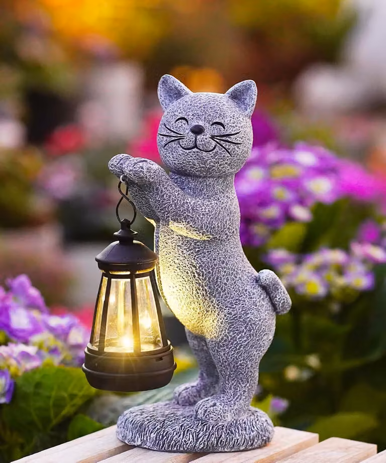Lampade decorative a energia solare per esterni e giardino - Motivi con gatti - Catene luminose - Regali per la mamma