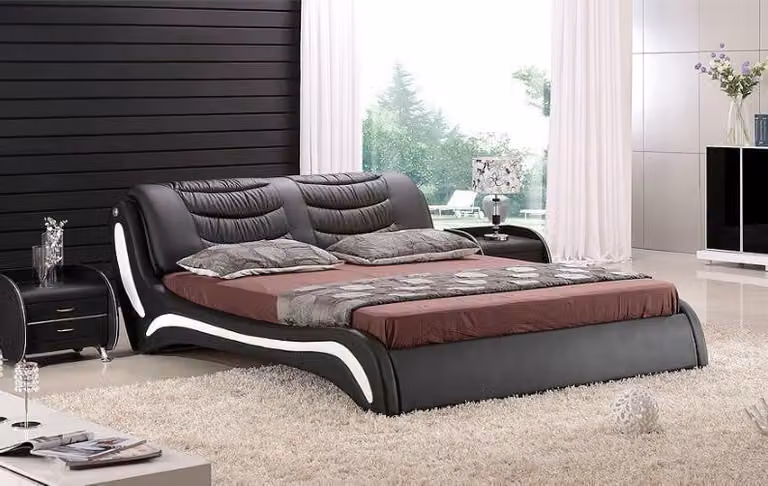 Designer Bett Schlafzimmer Betten Leder Hotel Luxus Polster Italienische Möbel