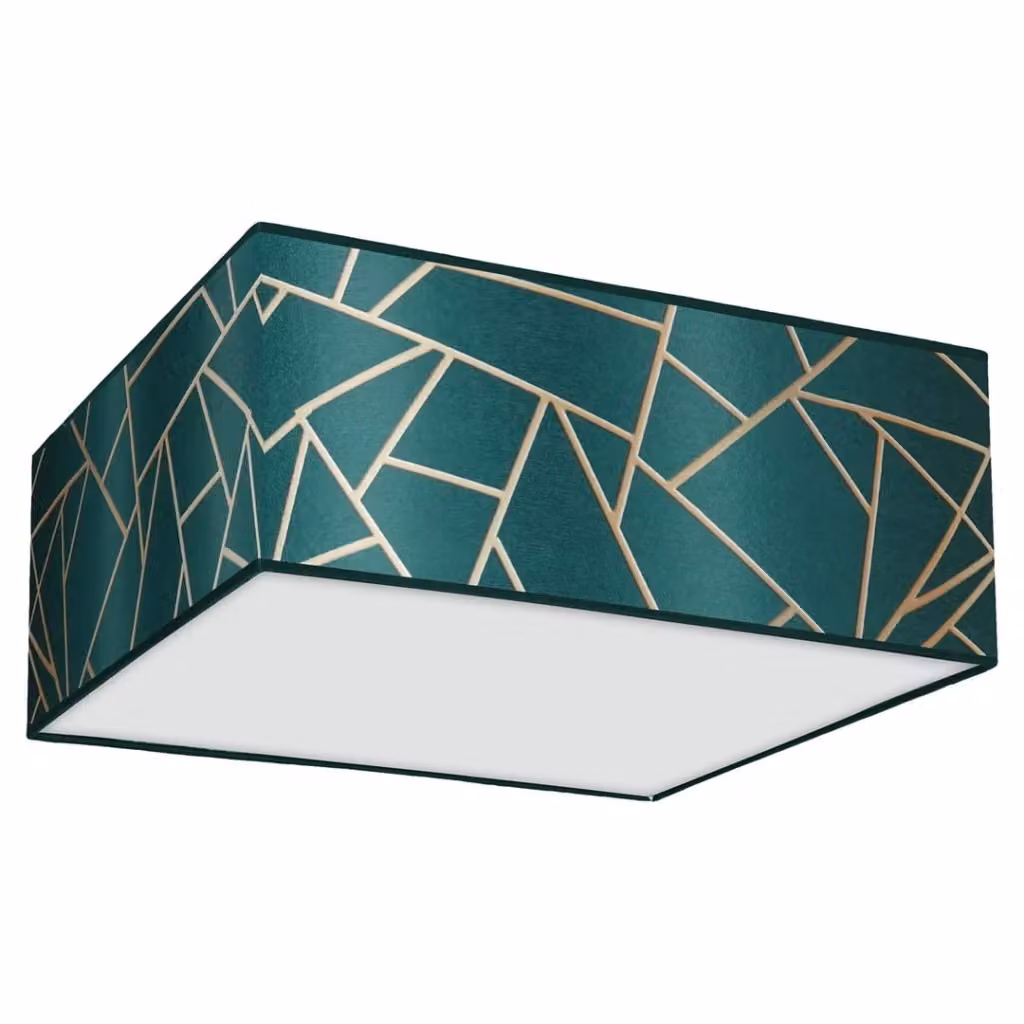Plafoniera quadrata Milagro Ziggy verde in tessuto e metallo, diametro 50 cm, 3xE27, dimmerabile – 2
