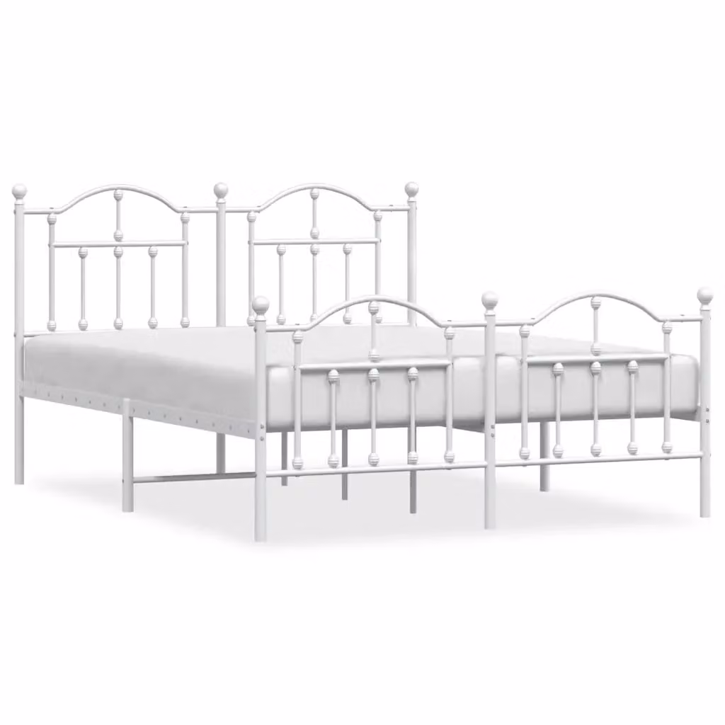Letto con testiera e pediera in metallo bianco vidaXL L/P: 150 x 200 cm – 2