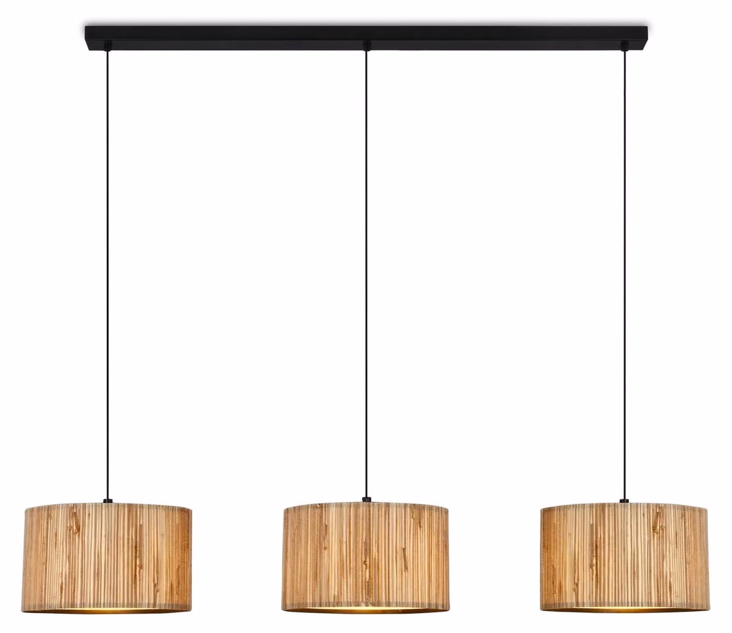 Lampada a sospensione Briloner Slama, paralume in alghe marine, 3 luci, stile boho, attacco E27, naturale, 110 x 25 x 120 cm