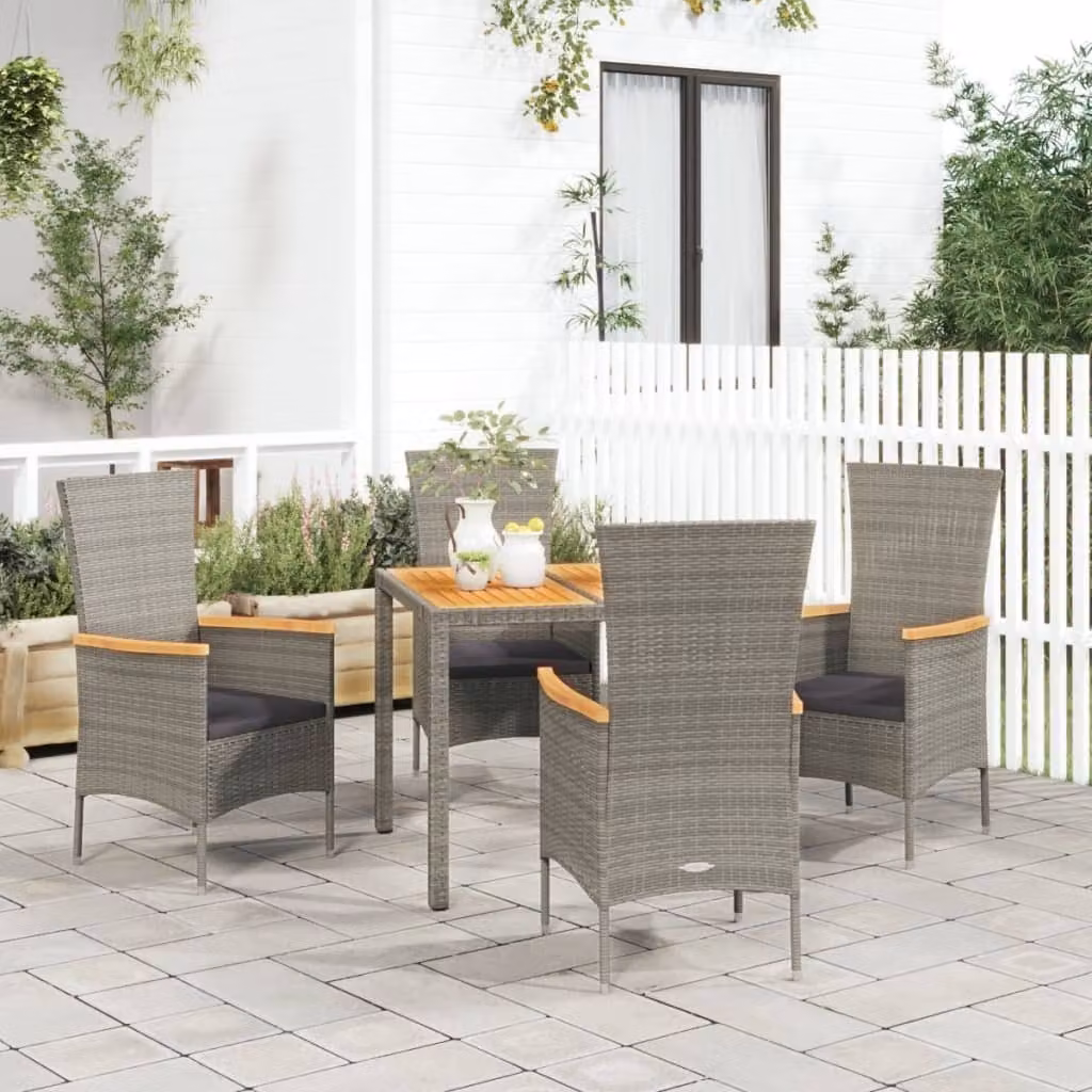 Maison Exclusive - Set da pranzo da giardino 5 pezzi con cuscini grigio in polyrattan